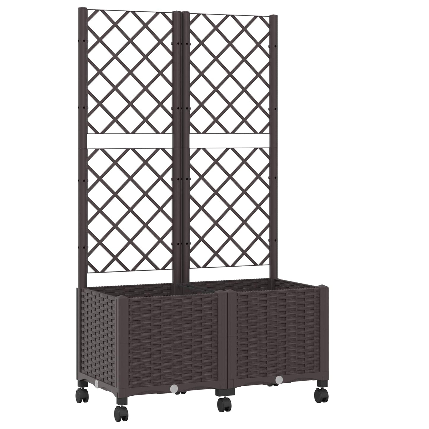 vidaXL Garden Planter with Trellis&Wheels Brown 80 x 40 x 146 cm PP