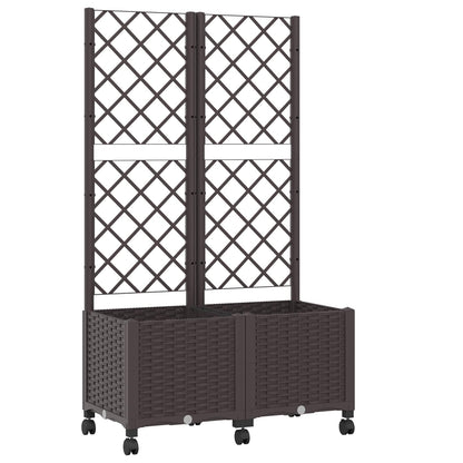 vidaXL Garden Planter with Trellis&Wheels Brown 80 x 40 x 146 cm PP
