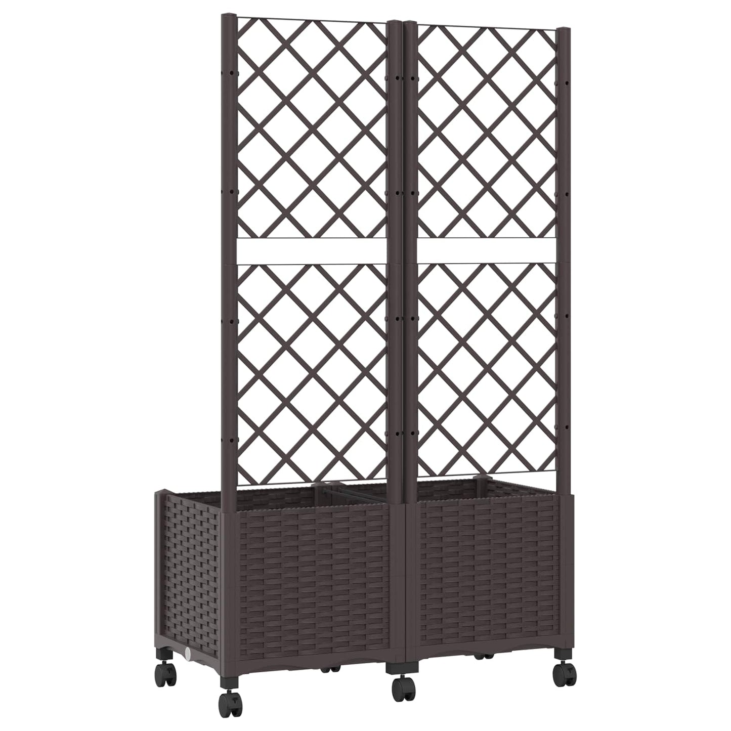 vidaXL Garden Planter with Trellis&Wheels Brown 80 x 40 x 146 cm PP