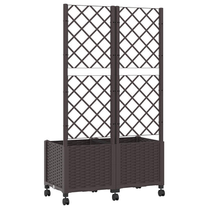 vidaXL Garden Planter with Trellis&Wheels Brown 80 x 40 x 146 cm PP