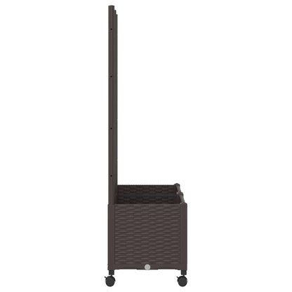 vidaXL Garden Planter with Trellis&Wheels Brown 80 x 40 x 146 cm PP