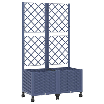 vidaXL Garden Planter with Trellis&Wheels Blue Grey 80 x 40 x 146 cm