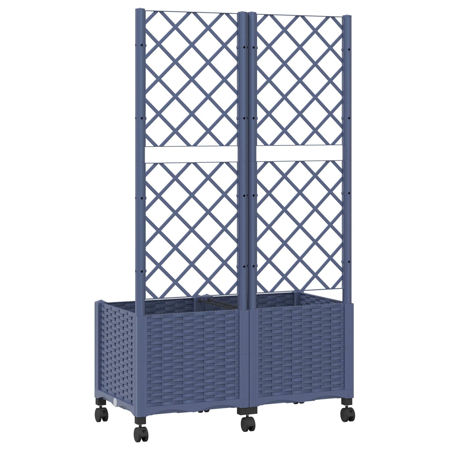 vidaXL Garden Planter with Trellis&Wheels Blue Grey 80 x 40 x 146 cm