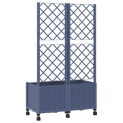 vidaXL Garden Planter with Trellis&Wheels Blue Grey 80 x 40 x 146 cm