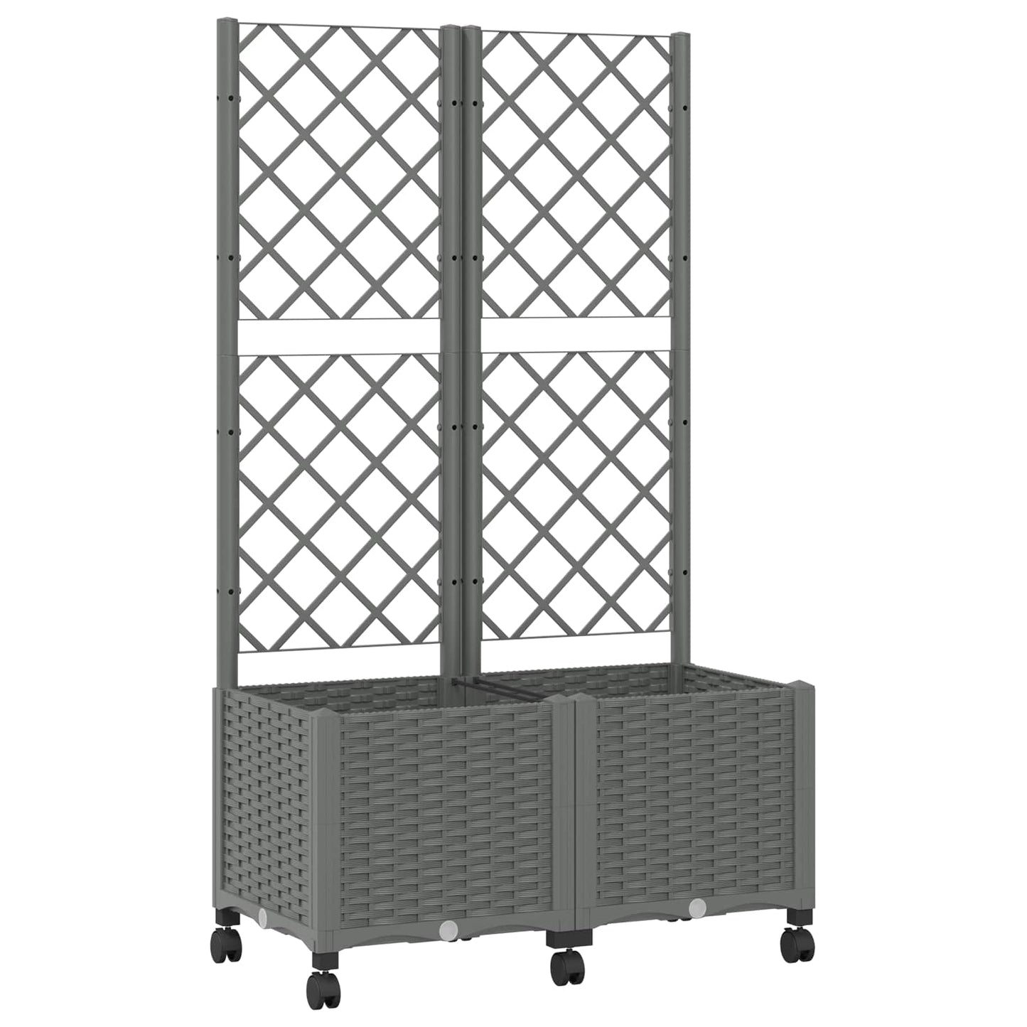 vidaXL Garden Planter with Trellis&Wheels Light Grey 80 x 40 x 146 cm