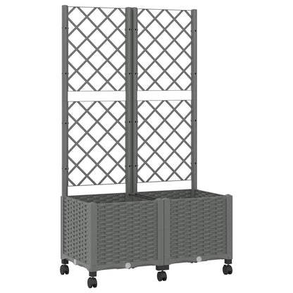 vidaXL Garden Planter with Trellis&Wheels Light Grey 80 x 40 x 146 cm