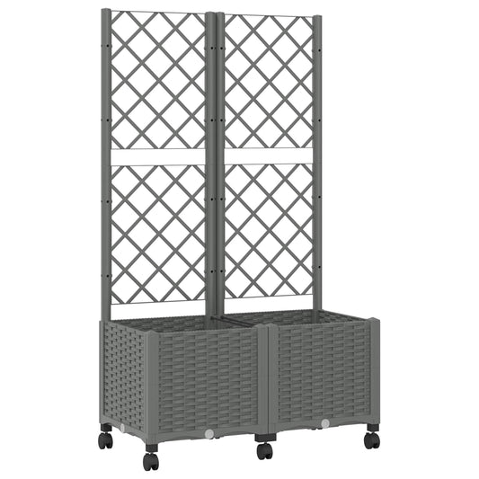vidaXL Garden Planter with Trellis&Wheels Light Grey 80 x 40 x 146 cm