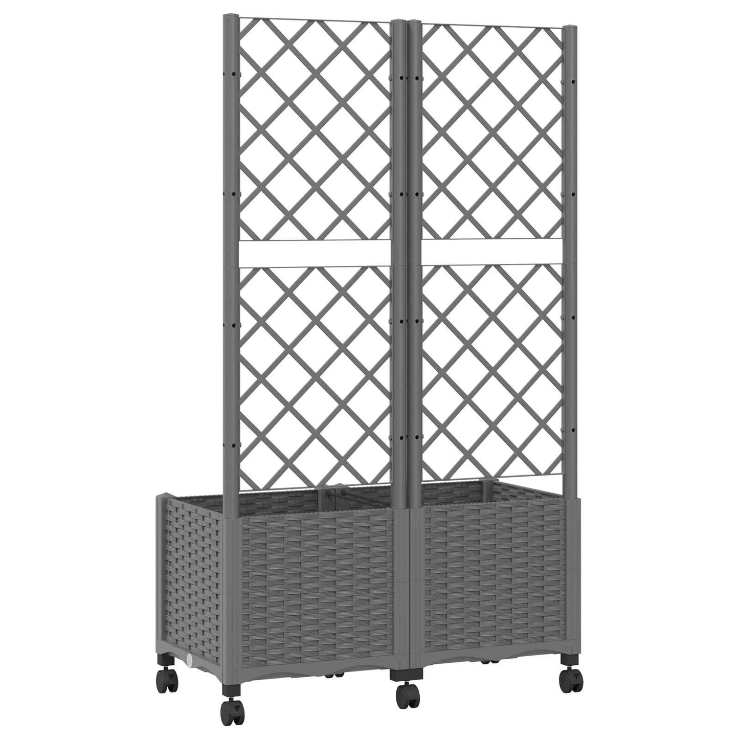vidaXL Garden Planter with Trellis&Wheels Light Grey 80 x 40 x 146 cm