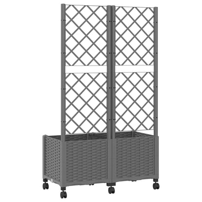 vidaXL Garden Planter with Trellis&Wheels Light Grey 80 x 40 x 146 cm