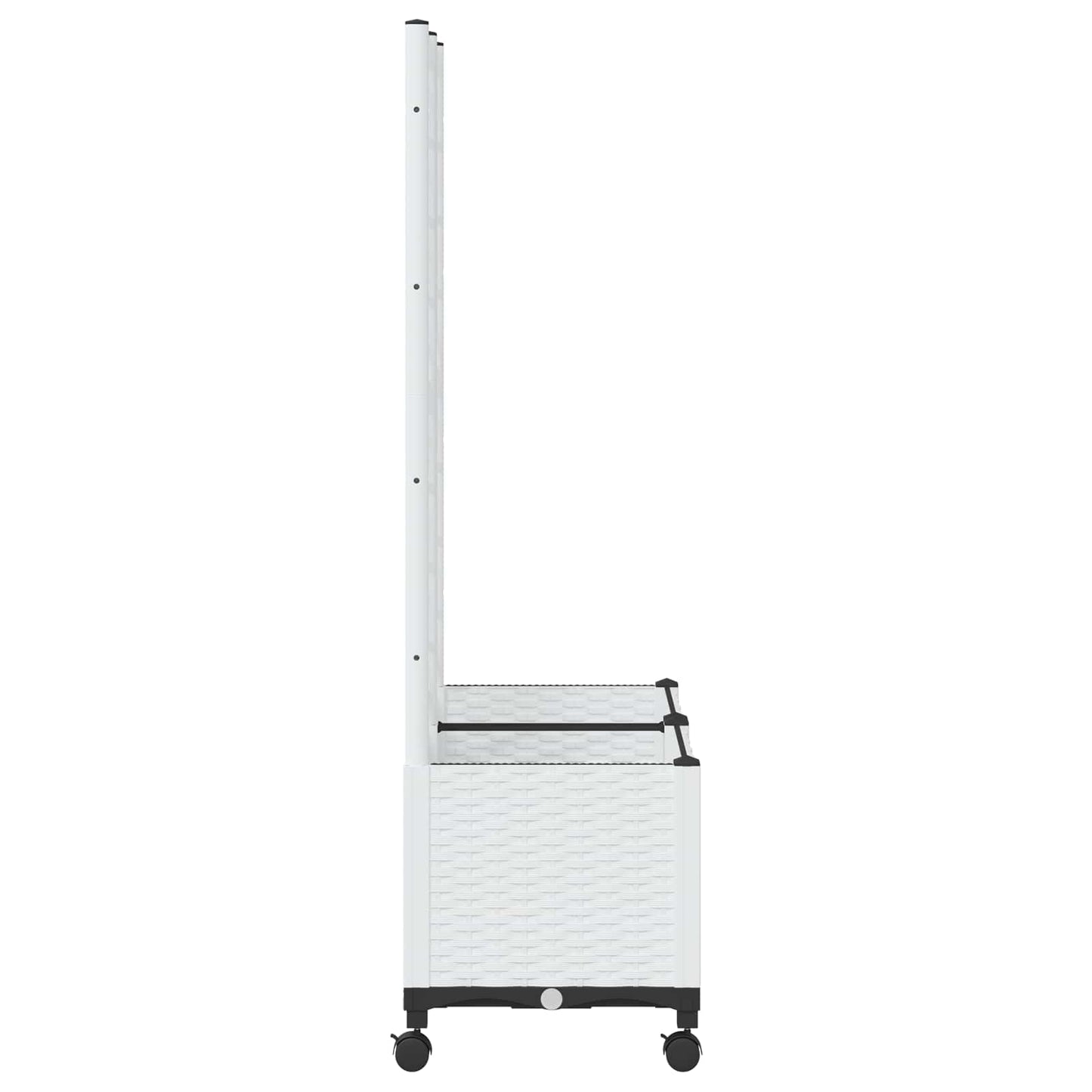 vidaXL Garden Planter with Trellis&Wheels White 80 x 40 x 146 cm PP