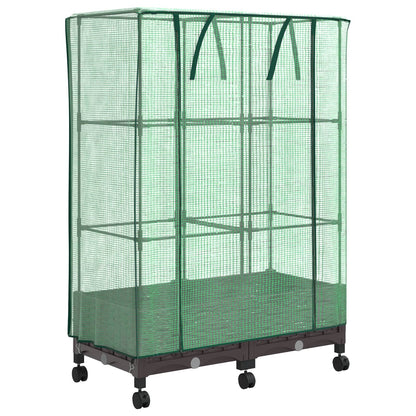 vidaXL Garden Planter with Greenhouse Cover&Wheels 2 pcs Brown PP