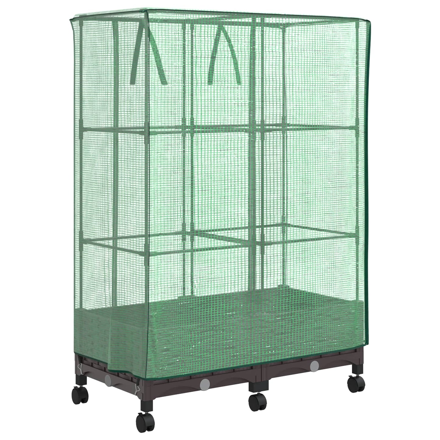 vidaXL Garden Planter with Greenhouse Cover&Wheels 2 pcs Brown PP