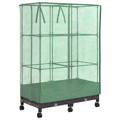 vidaXL Garden Planter with Greenhouse Cover&Wheels 2 pcs Brown PP