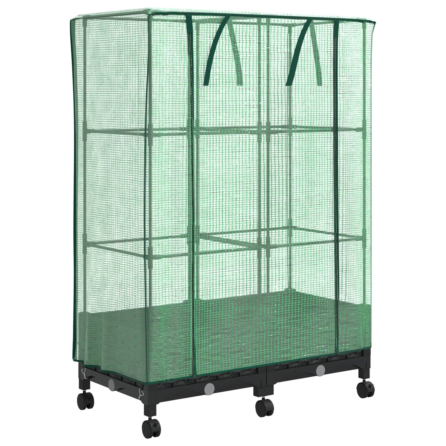 vidaXL Garden Planter with Greenhouse Cover&Wheels 2 pcs Black PP