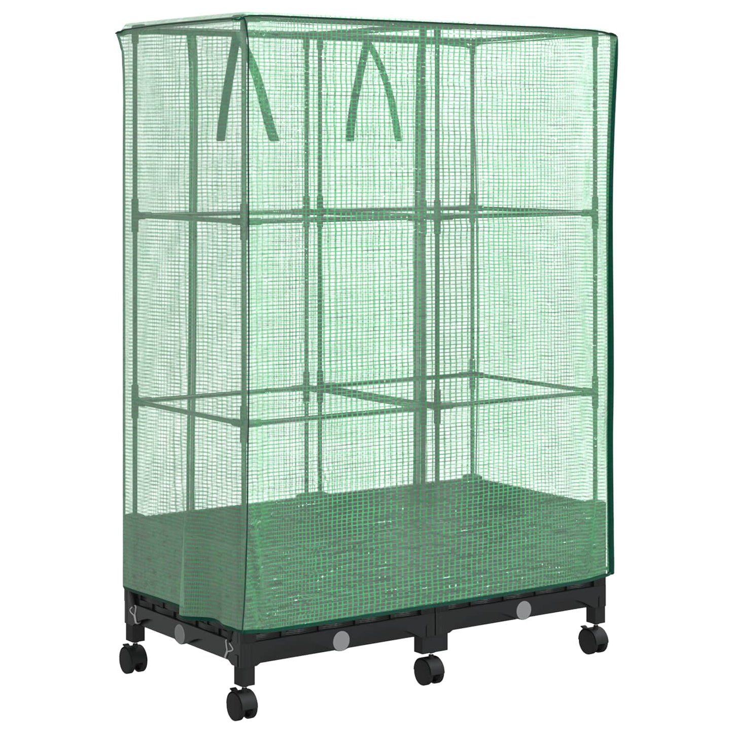 vidaXL Garden Planter with Greenhouse Cover&Wheels 2 pcs Black PP