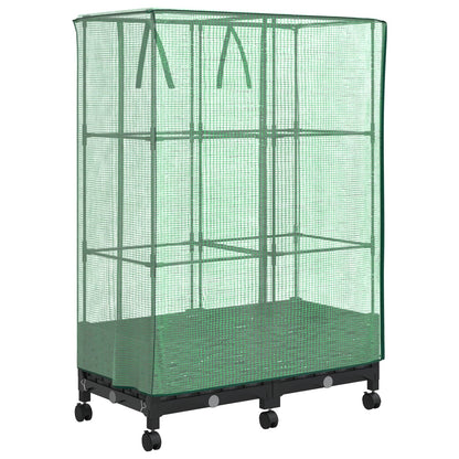 vidaXL Garden Planter with Greenhouse Cover&Wheels 2 pcs Black PP