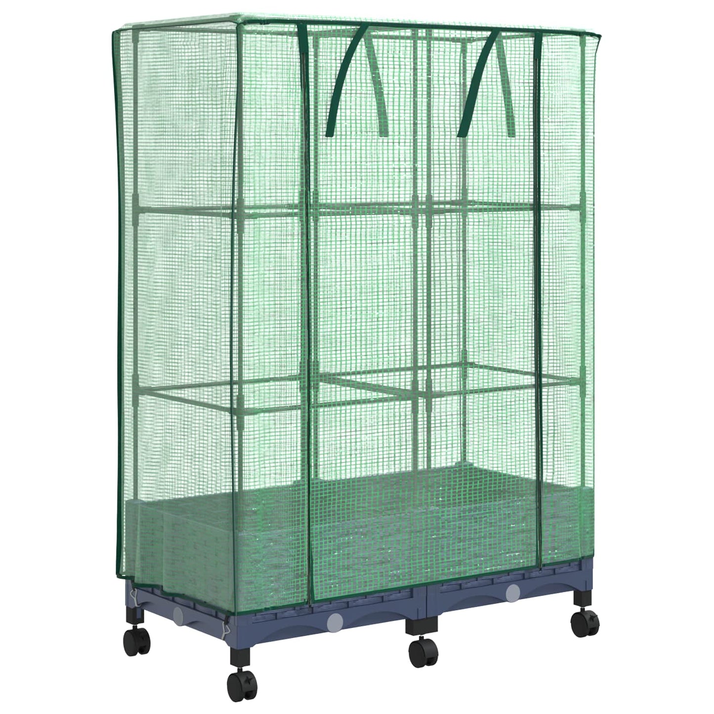 vidaXL Garden Planter with Greenhouse Cover&Wheels 2 pcs Blue Grey PP