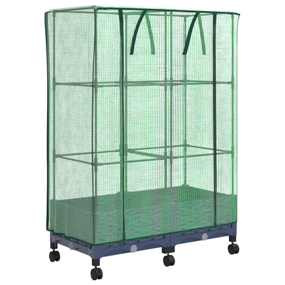 vidaXL Garden Planter with Greenhouse Cover&Wheels 2 pcs Blue Grey PP