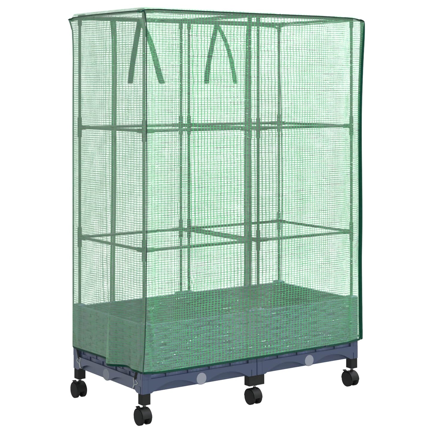 vidaXL Garden Planter with Greenhouse Cover&Wheels 2 pcs Blue Grey PP