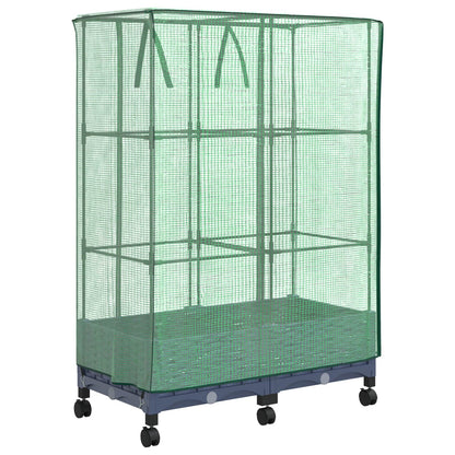 vidaXL Garden Planter with Greenhouse Cover&Wheels 2 pcs Blue Grey PP