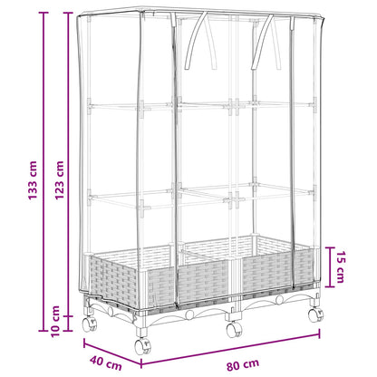 vidaXL Garden Planter with Greenhouse Cover&Wheels 2 pcs Blue Grey PP