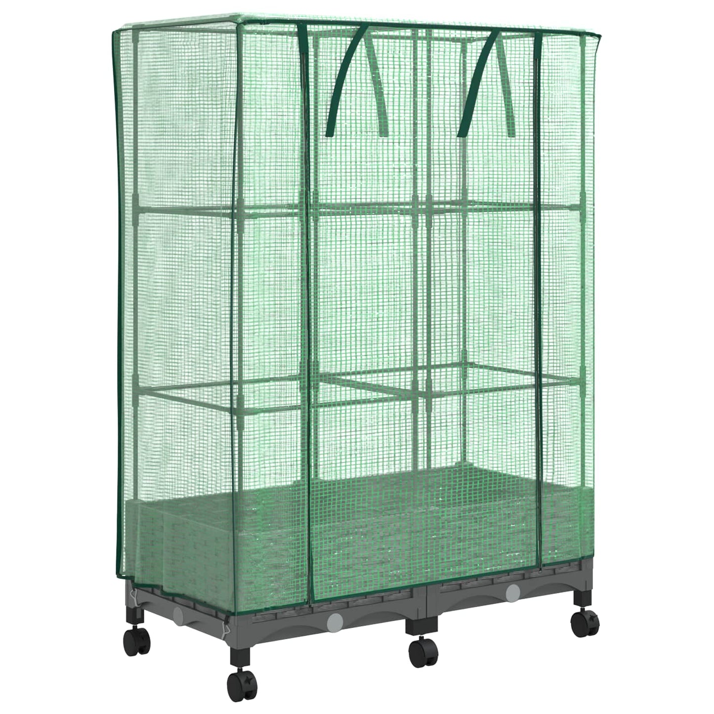 vidaXL Garden Planter with Greenhouse Cover&Wheels 2 pcs Light Grey PP