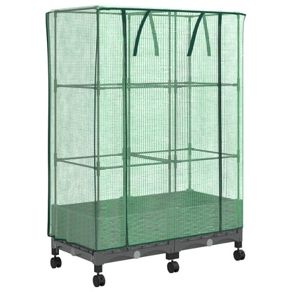 vidaXL Garden Planter with Greenhouse Cover&Wheels 2 pcs Light Grey PP
