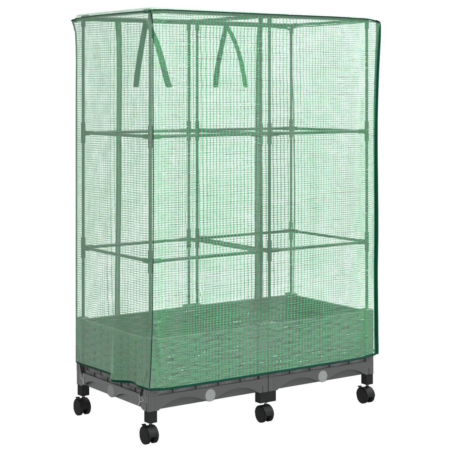 vidaXL Garden Planter with Greenhouse Cover&Wheels 2 pcs Light Grey PP