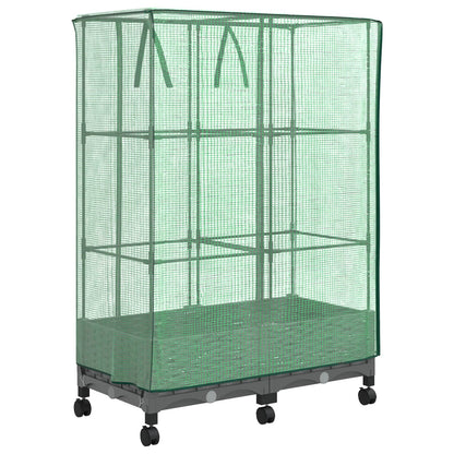 vidaXL Garden Planter with Greenhouse Cover&Wheels 2 pcs Light Grey PP