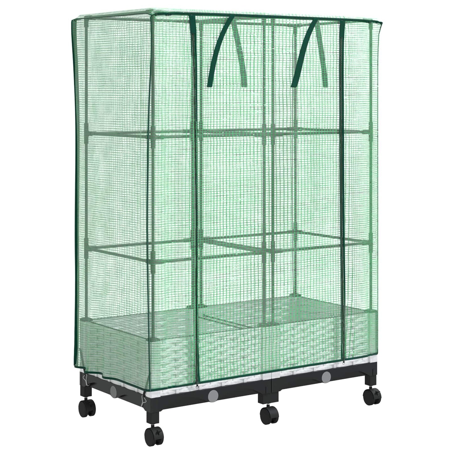 vidaXL Garden Planter with Greenhouse Cover&Wheels 2 pcs White PP