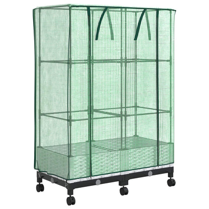 vidaXL Garden Planter with Greenhouse Cover&Wheels 2 pcs White PP