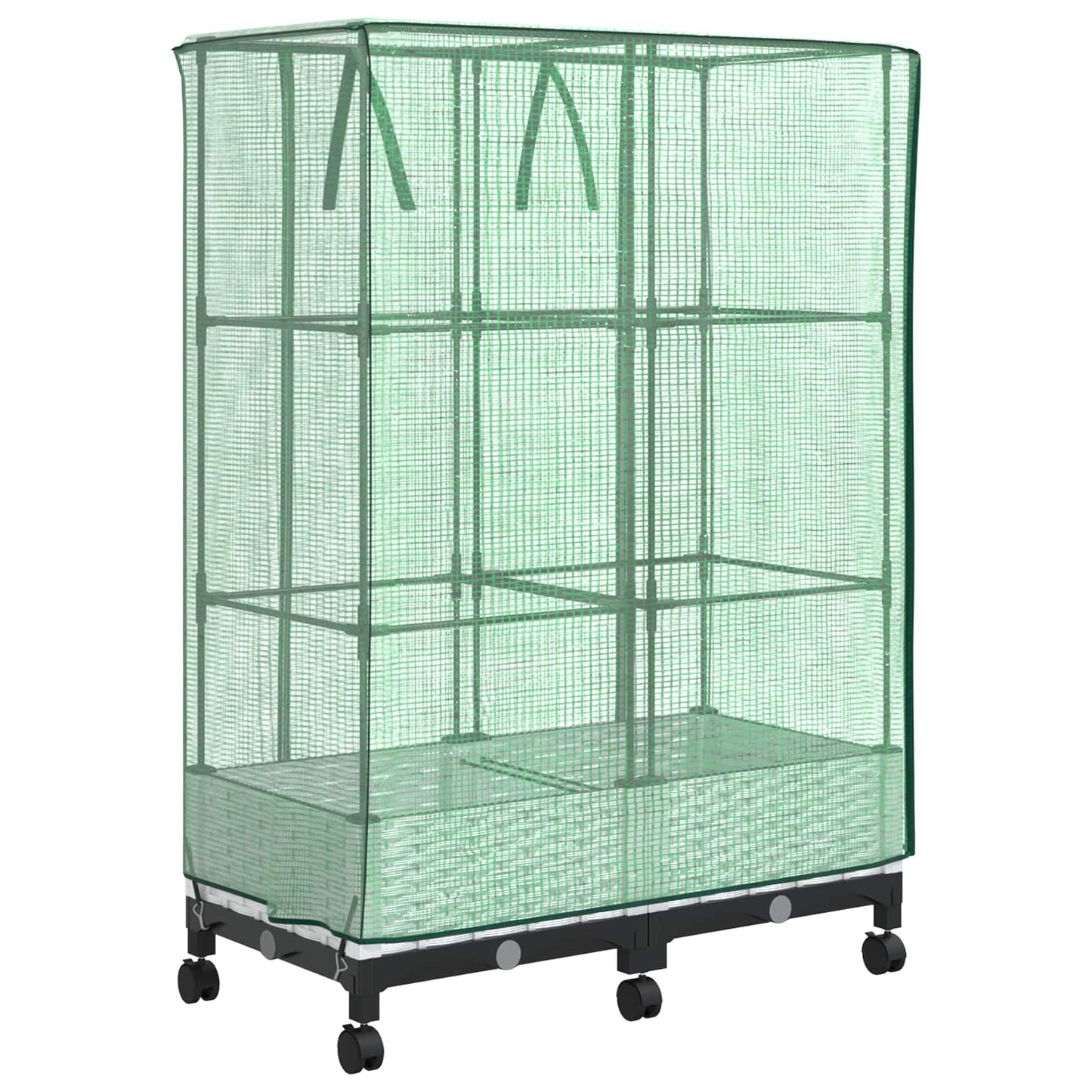 vidaXL Garden Planter with Greenhouse Cover&Wheels 2 pcs White PP