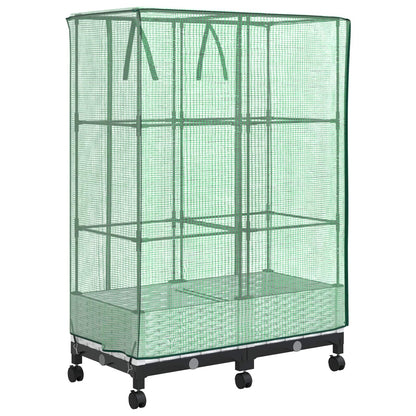 vidaXL Garden Planter with Greenhouse Cover&Wheels 2 pcs White PP