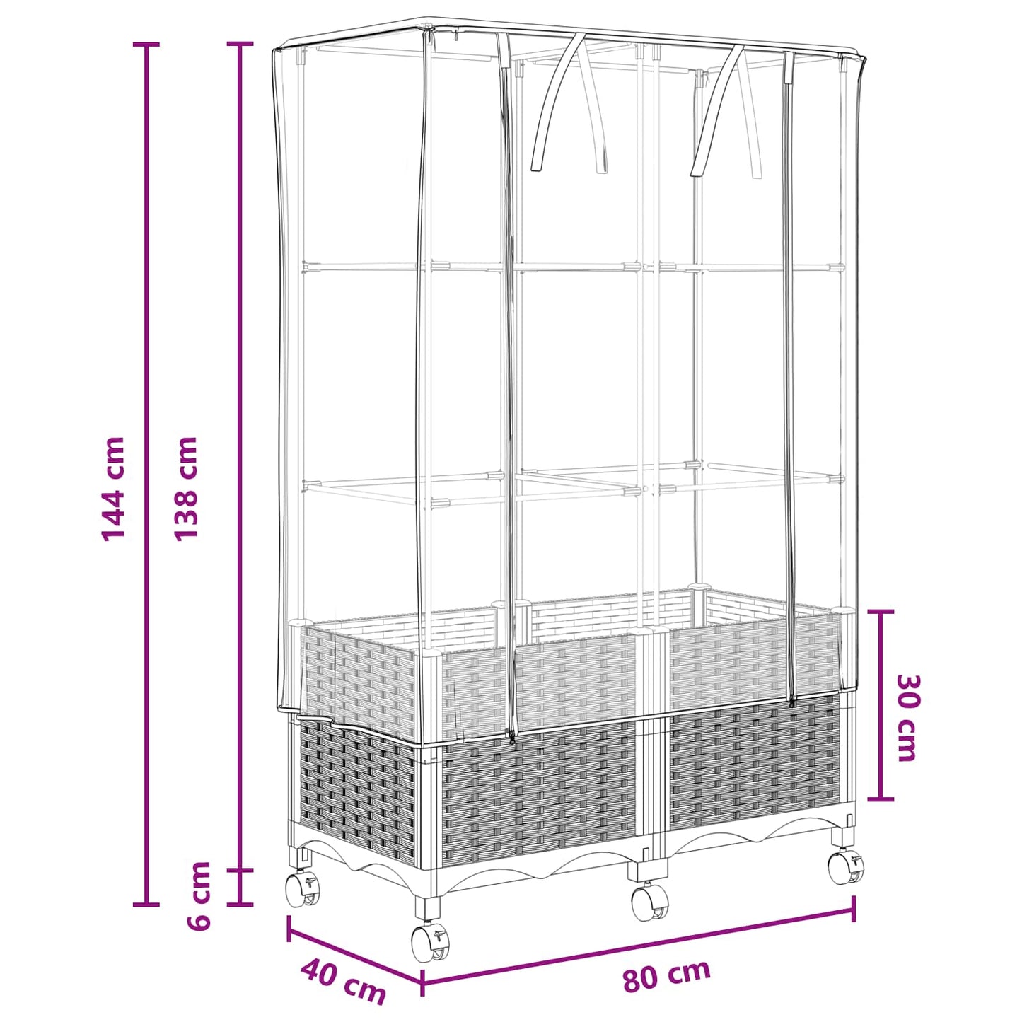 vidaXL Garden Planter with Greenhouse Cover&Wheels 2 pcs Blue Grey PP