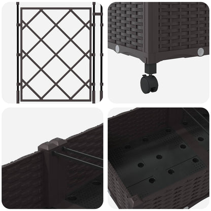 vidaXL Garden Planter with Trellis&Wheels 2 pcs Brown PP