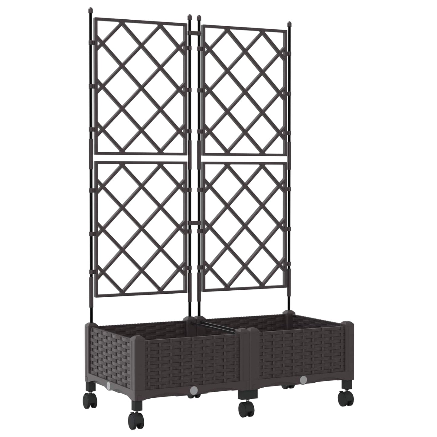 vidaXL Garden Planter with Trellis&Wheels 2 pcs Brown PP