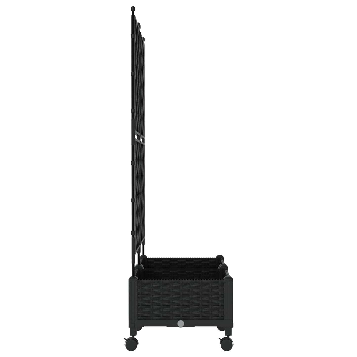 vidaXL Garden Planter with Trellis&Wheels 2 pcs Black PP