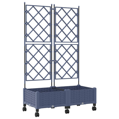 vidaXL Garden Planter with Trellis&Wheels 2 pcs Grey PP
