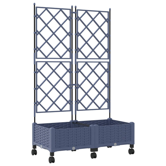 vidaXL Garden Planter with Trellis&Wheels 2 pcs Grey PP