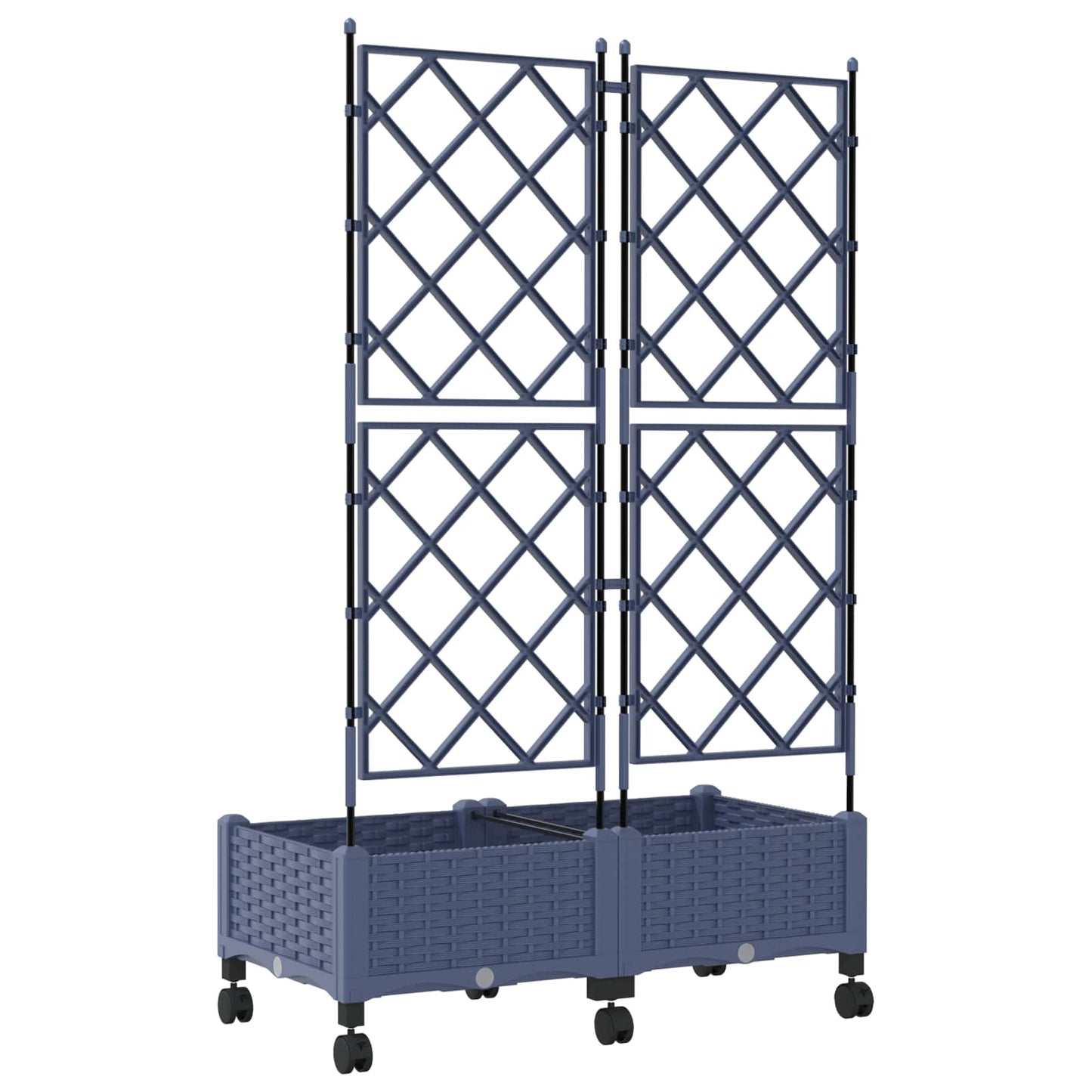 vidaXL Garden Planter with Trellis&Wheels 2 pcs Grey PP