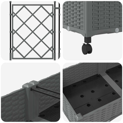 vidaXL Garden Planter with Trellis&Wheels 2 pcs Light Grey PP