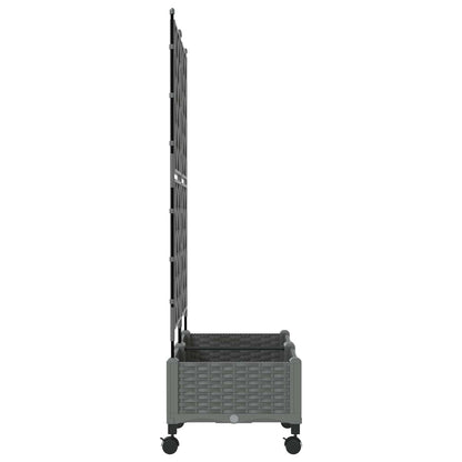 vidaXL Garden Planter with Trellis&Wheels 2 pcs Light Grey PP