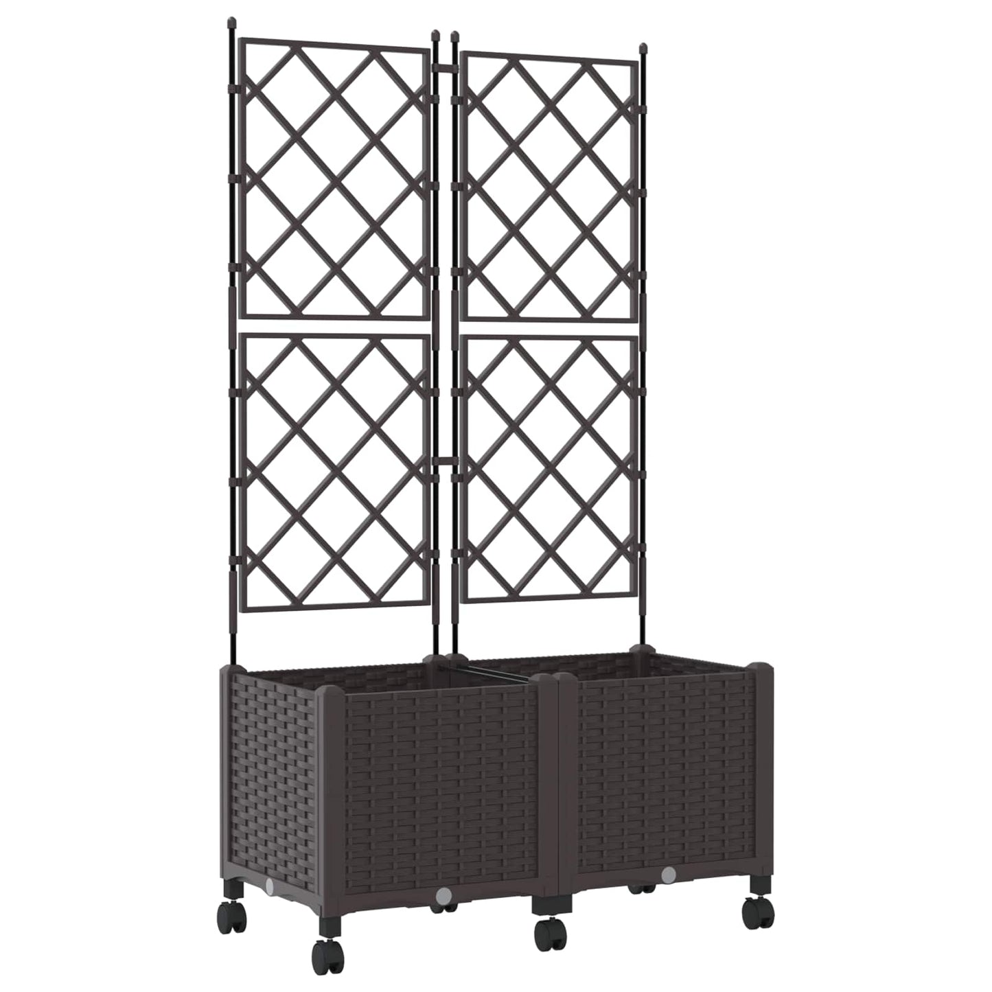 vidaXL Garden Planter with Trellis&Wheels 2 pcs Brown 80 x 40 x 149 cm