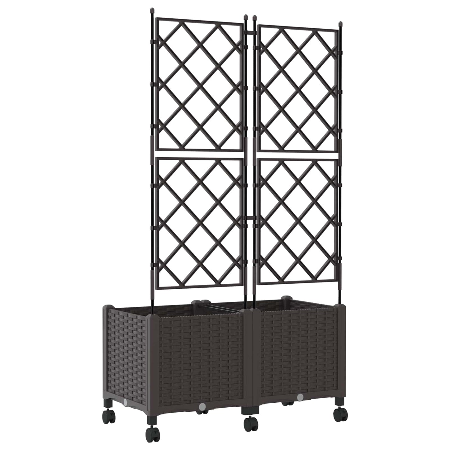 vidaXL Garden Planter with Trellis&Wheels 2 pcs Brown 80 x 40 x 149 cm