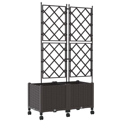 vidaXL Garden Planter with Trellis&Wheels 2 pcs Brown 80 x 40 x 149 cm