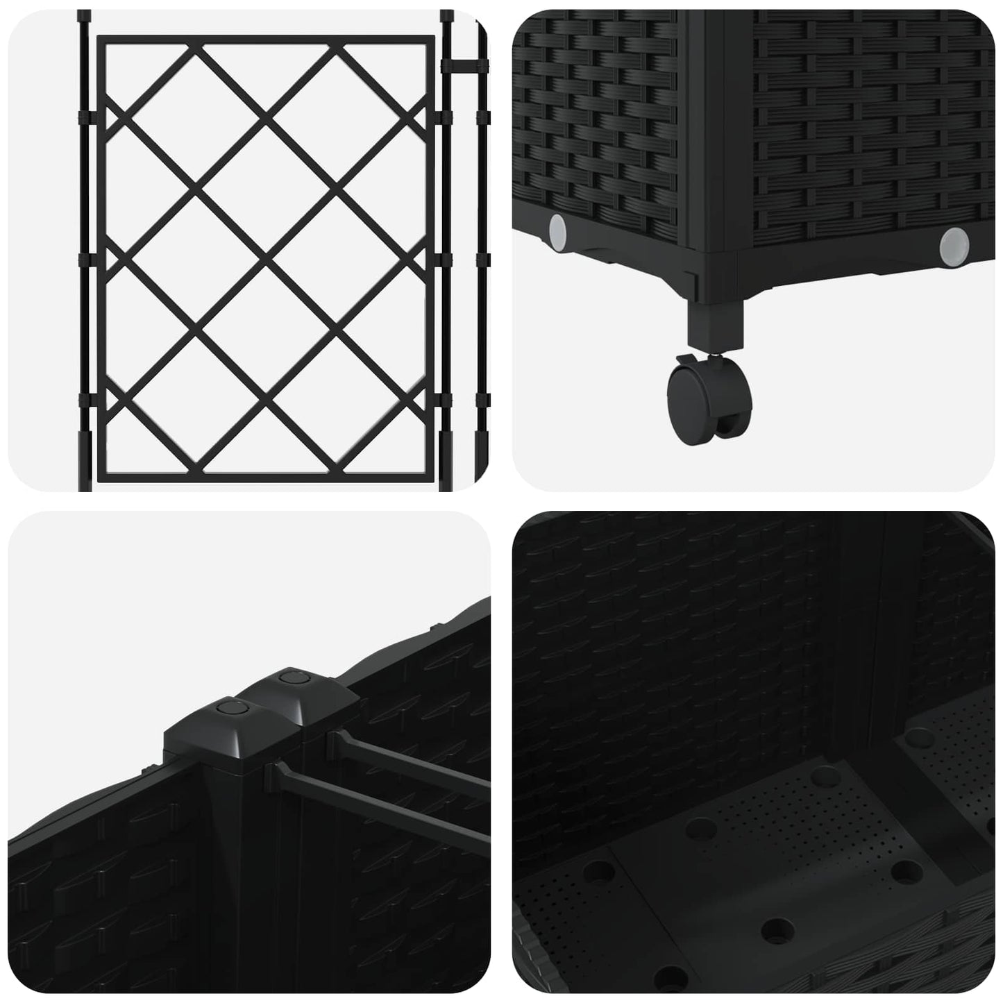 vidaXL Garden Planter with Trellis&Wheels 2 pcs Black 80 x 40 x 149 cm