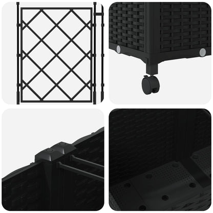 vidaXL Garden Planter with Trellis&Wheels 2 pcs Black 80 x 40 x 149 cm
