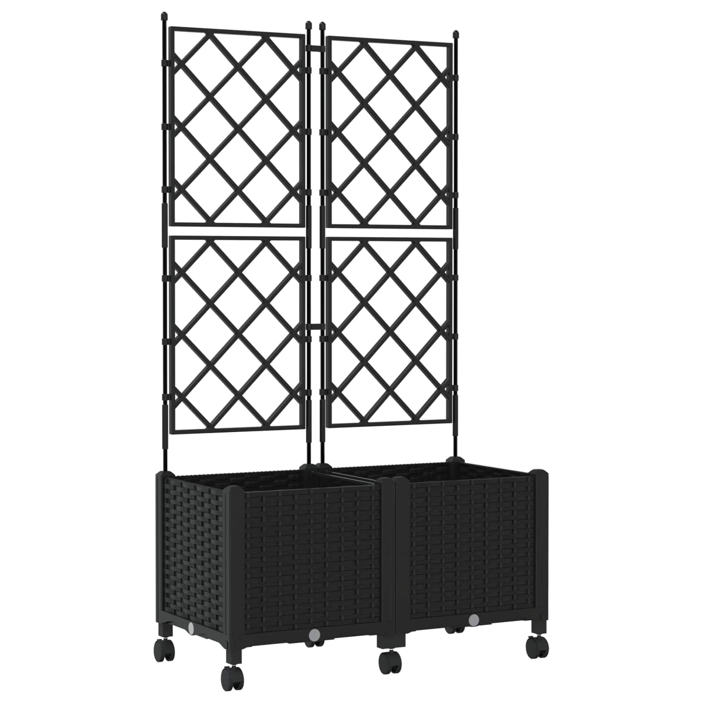 vidaXL Garden Planter with Trellis&Wheels 2 pcs Black 80 x 40 x 149 cm