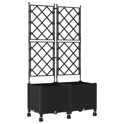 vidaXL Garden Planter with Trellis&Wheels 2 pcs Black 80 x 40 x 149 cm