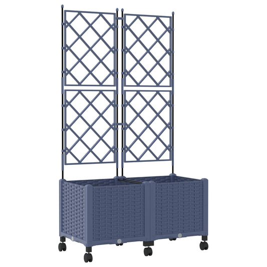 vidaXL Garden Planter with Trellis&Wheels 2 pcs Grey 80 x 40 x 149 cm